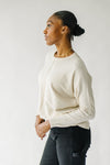 The Feller Textured Sweater in Cream, studio shot; front view