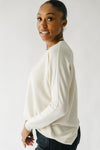 The Feller Textured Sweater in Cream, studio shot; front view