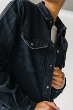 The Distressed Vegas Jacket in Black Denim