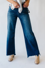Denim: Channy High Rise Wide Leg Jean in Dark Blue