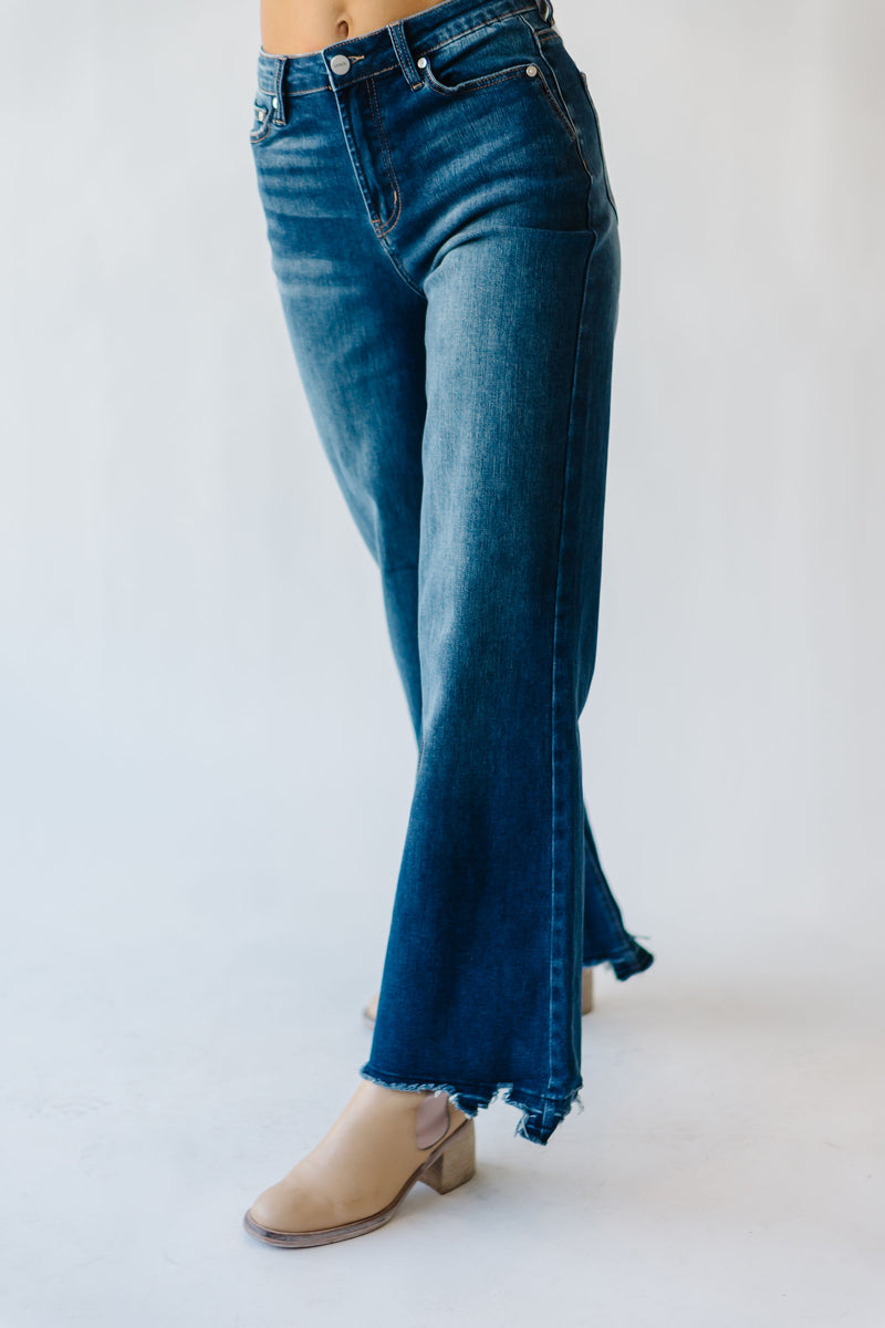 Denim: Channy High Rise Wide Leg Jean in Dark Blue