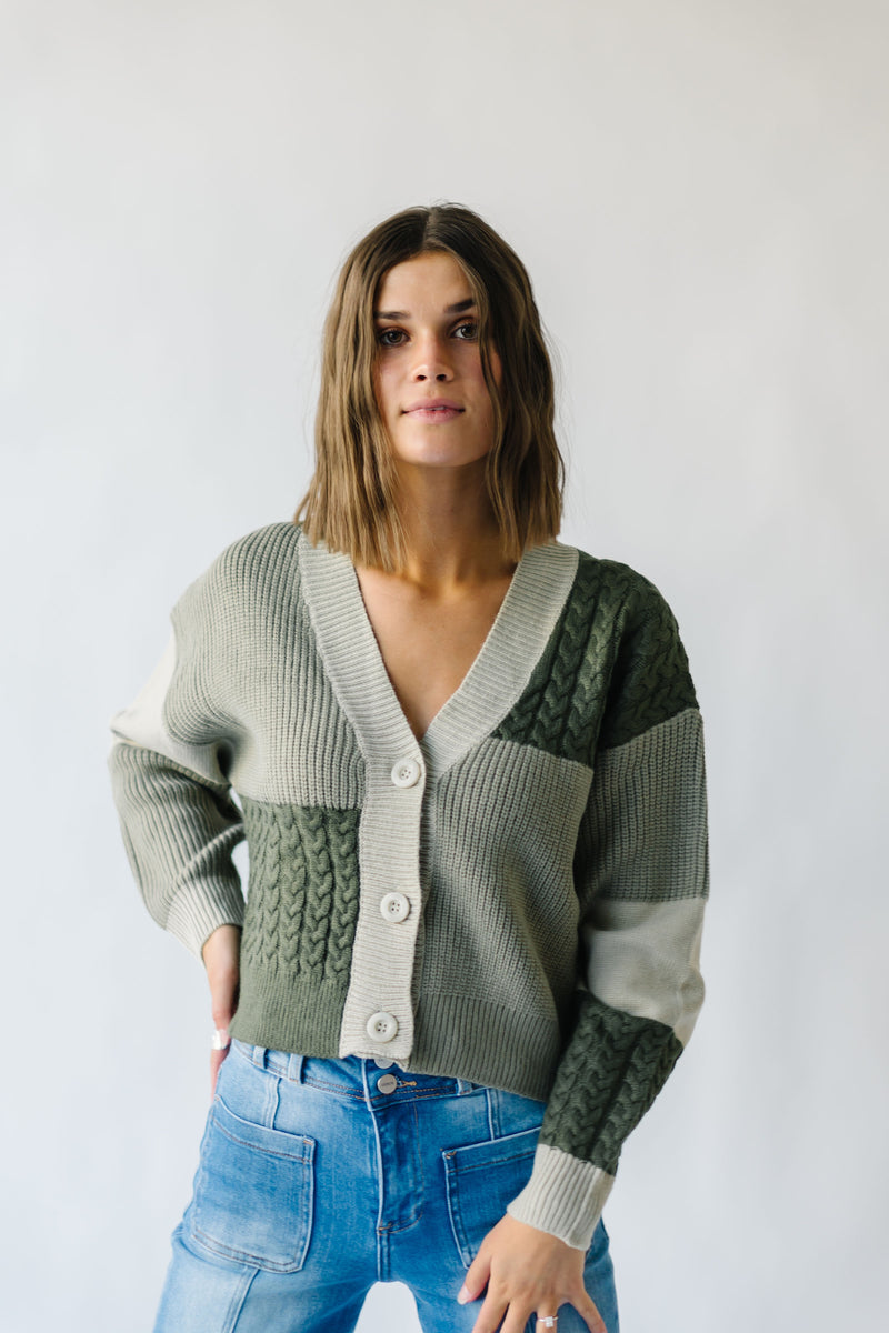 The Broman Patchwork Cardigan in Sage