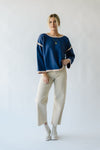 The Halston Pullover Sweater in Midnight, studio shoot; front view