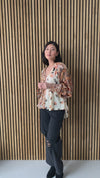 Free People: Gemini Blouse in Sand Combo