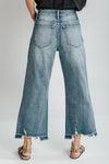 Denim: The High Rise Crop Wide Leg Raw Hem Jean in Light Blue