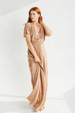 The Aurora Shimmer Dress in Gold