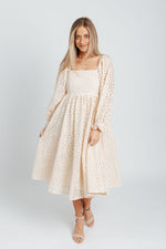 Piper & Scoot: The Adanna Floral Detail Dress in Cream