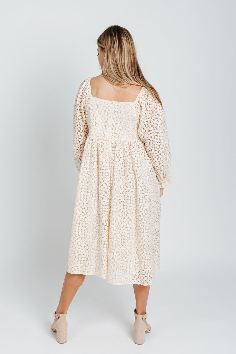 Piper & Scoot: The Adanna Floral Detail Dress in Cream