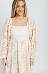 Piper & Scoot: The Adanna Floral Detail Dress in Cream