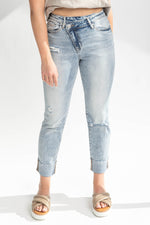 Denim: The High Rise Ankle Straight Jean in Light Blue