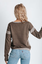 The Chip Sweater in Dark Brown, studio shoot; back view