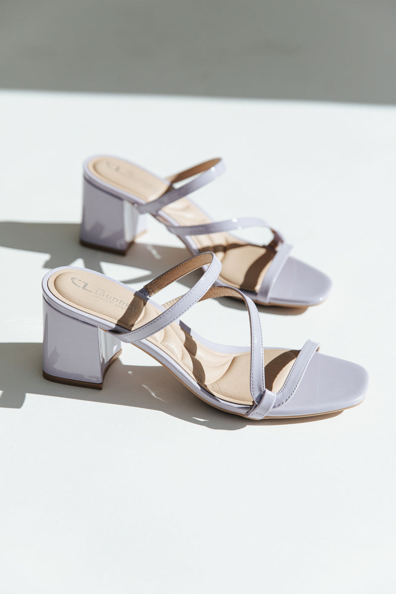 Chinese Laundry: Blaine Block Heel Sandal in Lilac, studio shoot; side view