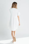 The Calloway Eyelet Detail Dress in White, studio shoot; back view