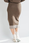 The Dale Sweater Skirt in Dark Brown, studio shoot; back view