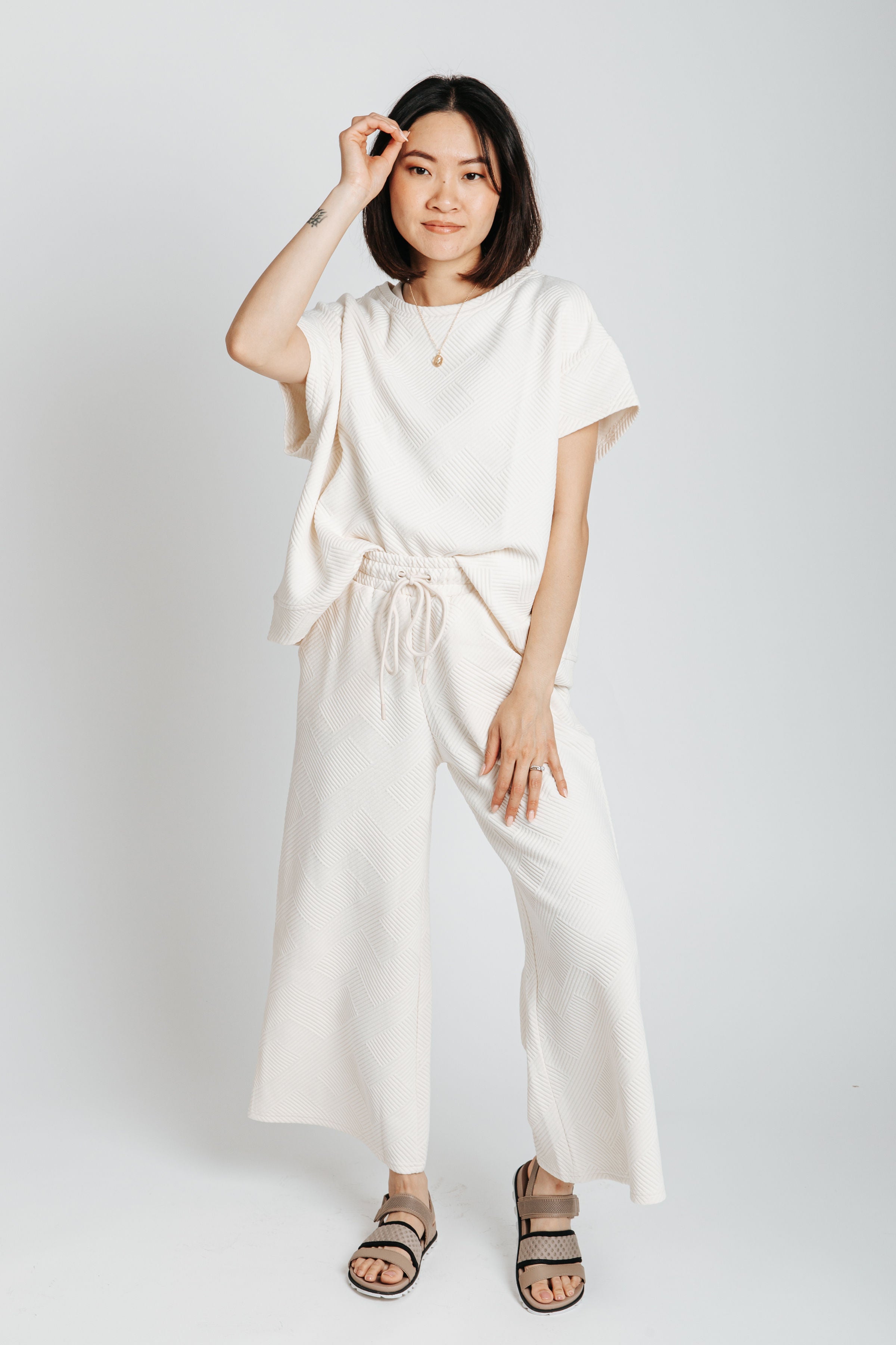 The Ronnie Textured Wide Leg Pant in Cream – Piper & Scoot