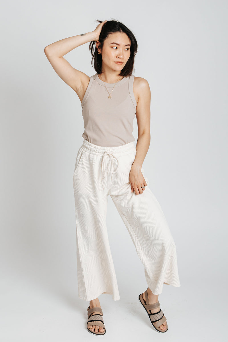 The Ronnie Textured Wide Leg Pant in Cream