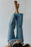 The Derek High Rise Wide Leg Jeans in Light Denim, studio shot; front view