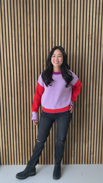 The Fullerton Colorblock Sweater in Red + Lilac