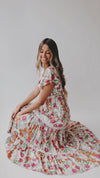 The Azula Tiered Floral Maxi Dress in Natural