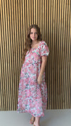 The Sparrow Puff Sleeve Midi Dress in Burgundy Floral