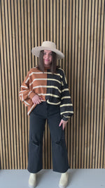 The Emmalyn Drop Shoulder Sweatshirt in Mustard + Charcoal