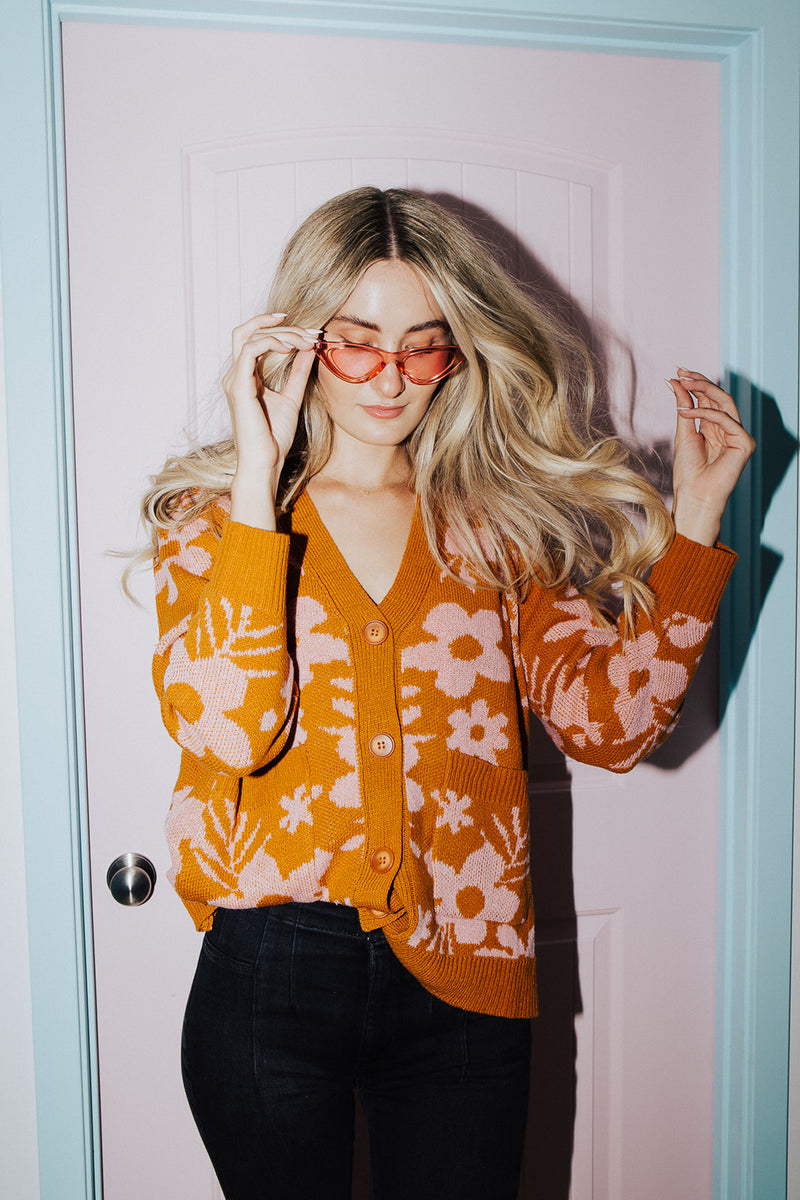 The Jarman Daisy Detail Cardigan in Camel