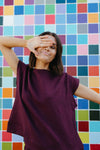 The Lenny Textured Top in Plum