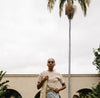 The Exter Striped Tee in Ivory + Apricot