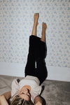 The Sitka Corduroy Wide Leg Crop Pants in Navy, studio shoot; front view