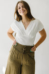 The Crestview Short Sleeve V-Neck Bodysuit in off White
