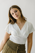 The Crestview Short Sleeve V-Neck Bodysuit in off White