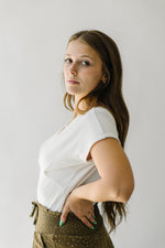 The Crestview Short Sleeve V-Neck Bodysuit in off White